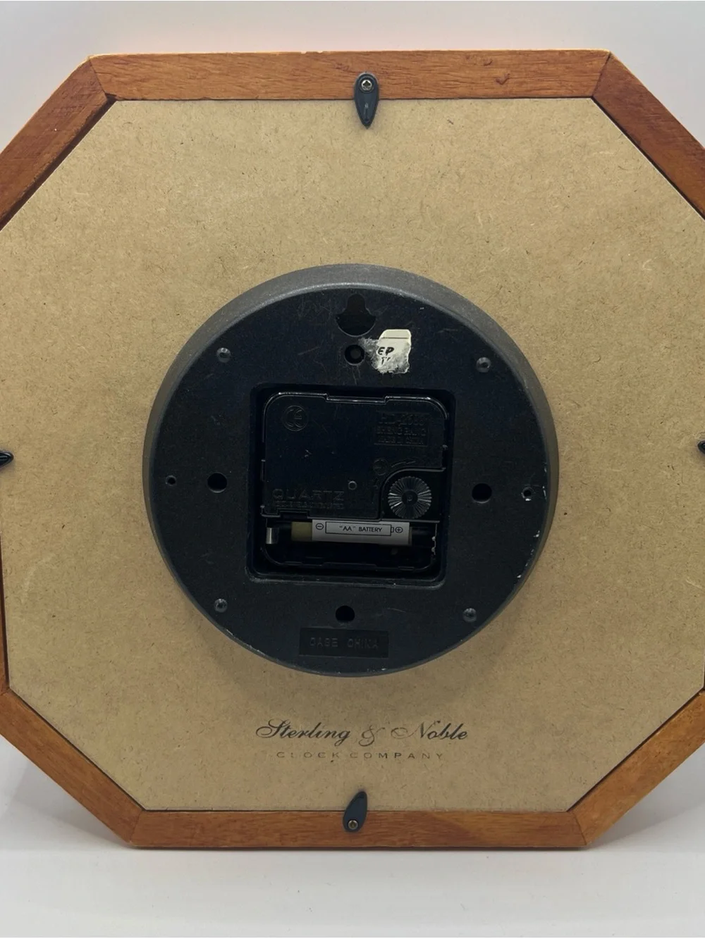 Vintage Sterling & Noble Wood Frame Octagonal Shaped Wall Clock